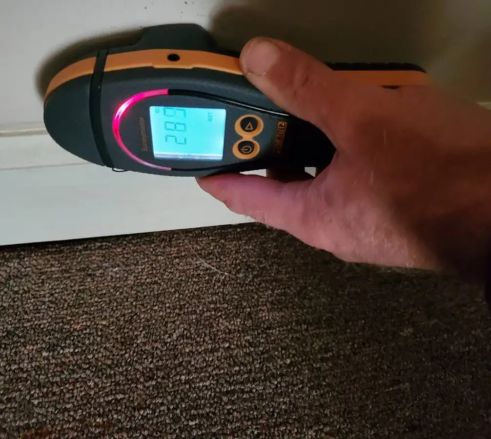 Moisture detection at baseboard during Mold Inspection & Testing in Cape Elizabeth